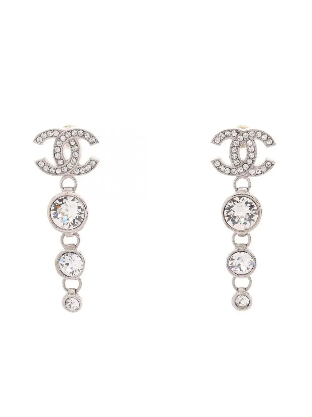 Chanel Cc Logo Earrings Silver-Tone #357760C12B